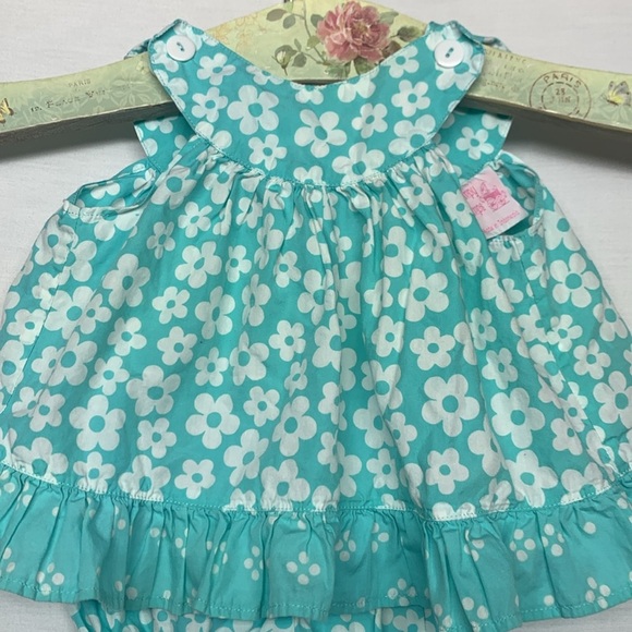 Frumpy Rumps Floral Blue Baby Dress - Picture 2 of 8
